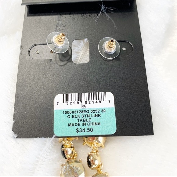 INC gold tone and black multi stone drop earrings - Picture 3 of 3